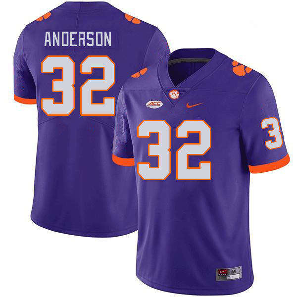 Men's Clemson Tigers Jamal Anderson #32 College Purple NCAA Authentic Football Stitched Jersey 23MY30EY